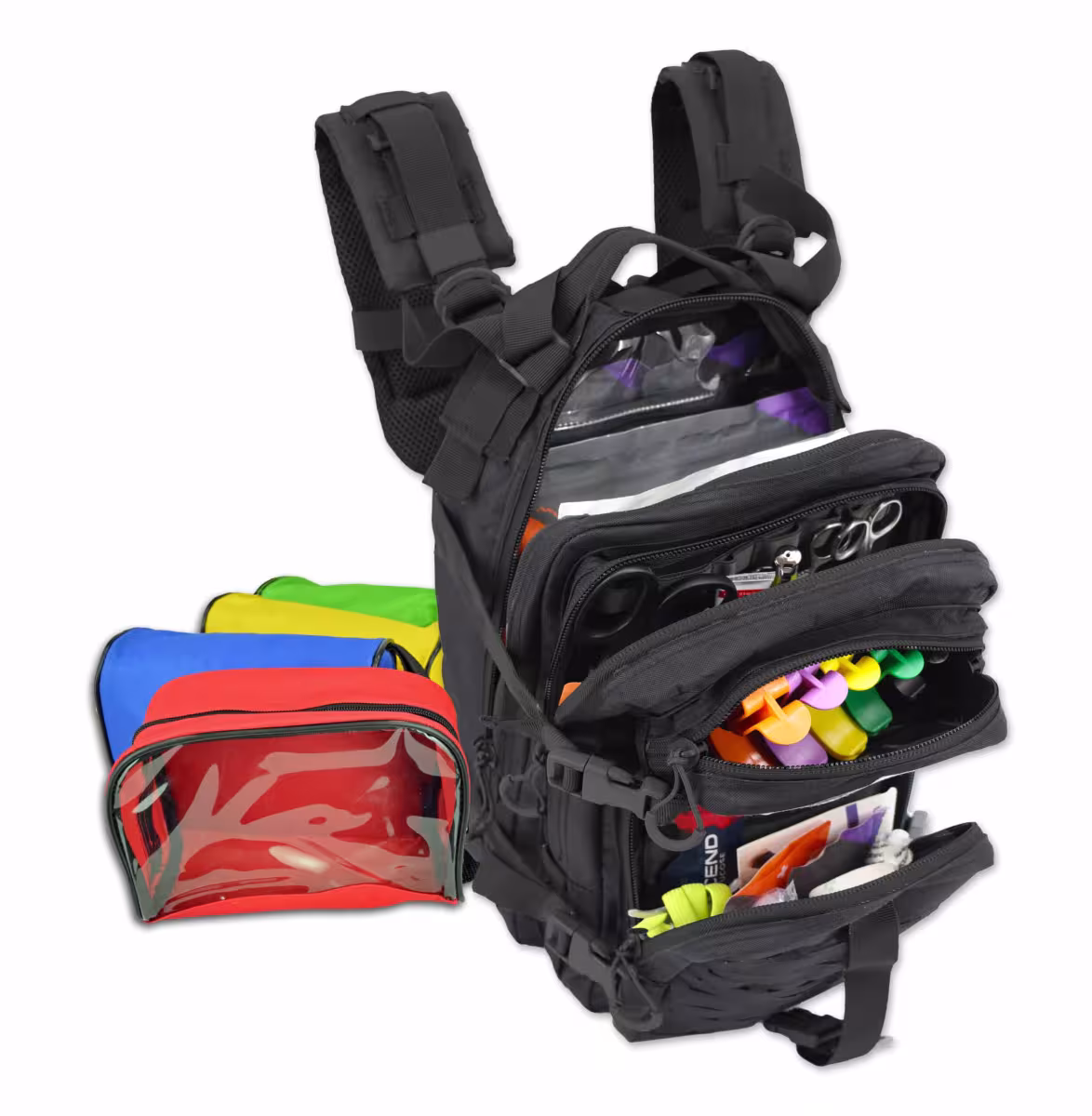 Tactical Assault Backpack + Pouches w/ Trauma & Bleeding Fill Kit